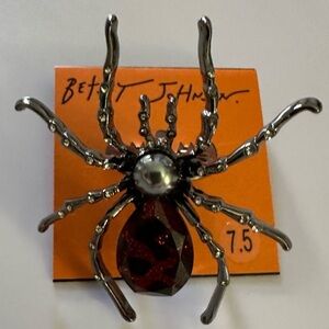 BETSEY JOHNSON Halloween Crystals Black & Red Spider Size 7.5 Ring NEW NWT
